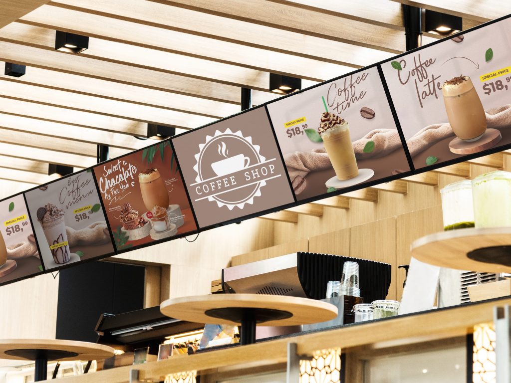 digital signage & display application for restaurant and cafe promoting menu